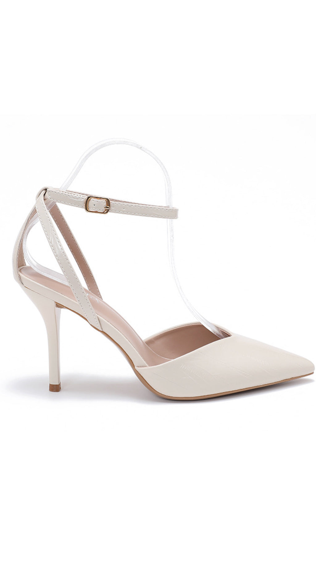 Hannah Beige Strappy Heel – Chic Pointed Toe Stiletto