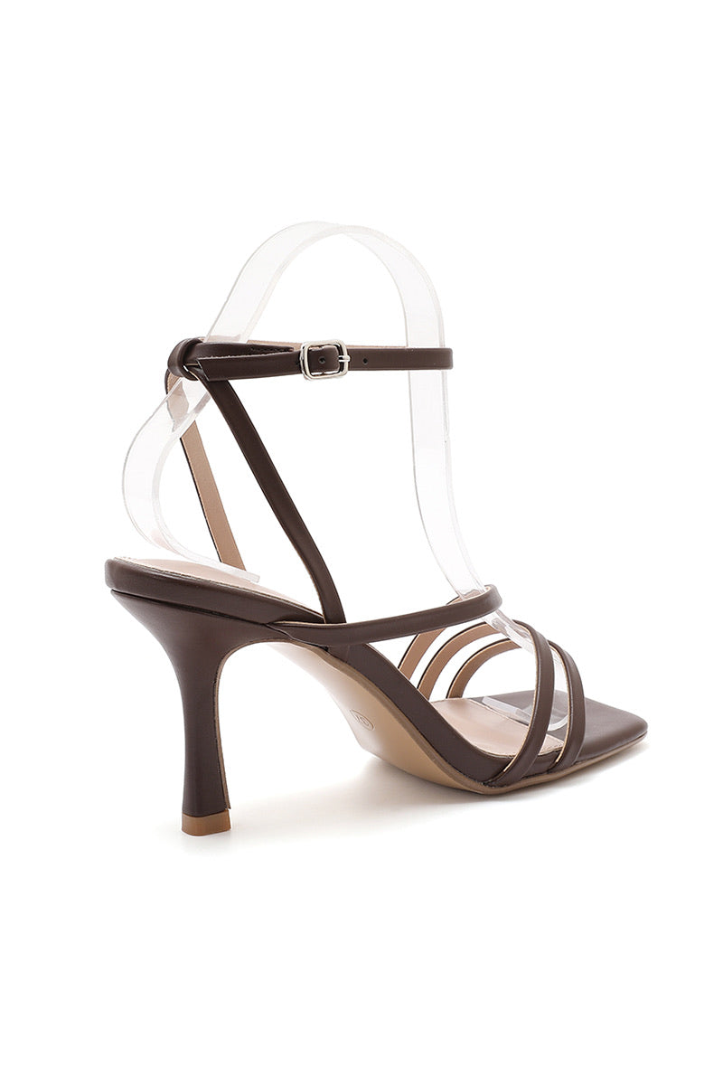 Hope Square-Toe Strappy Heel Sandal- Brown