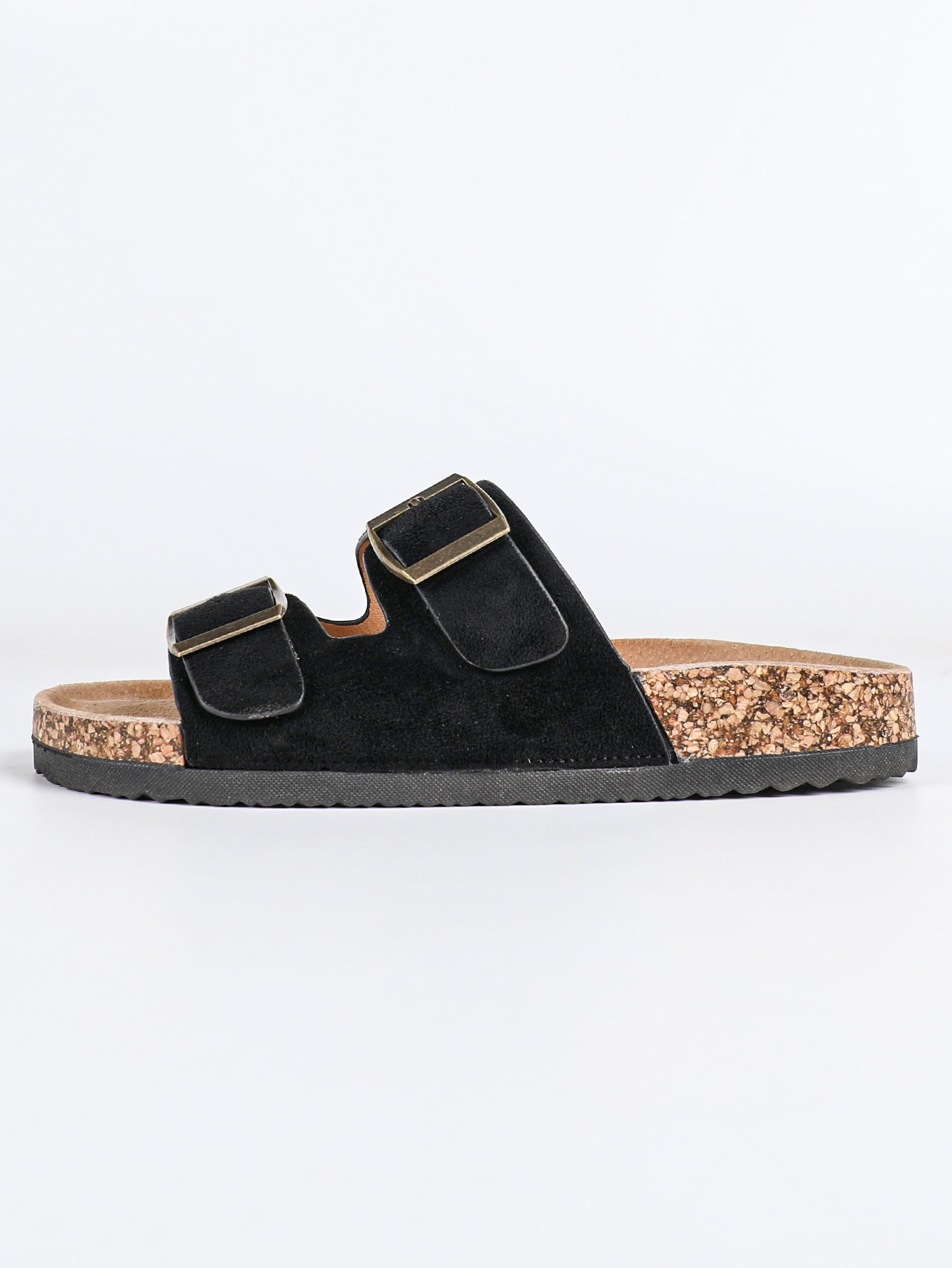 Rona Double-Buckle Comfort Sandals - Black