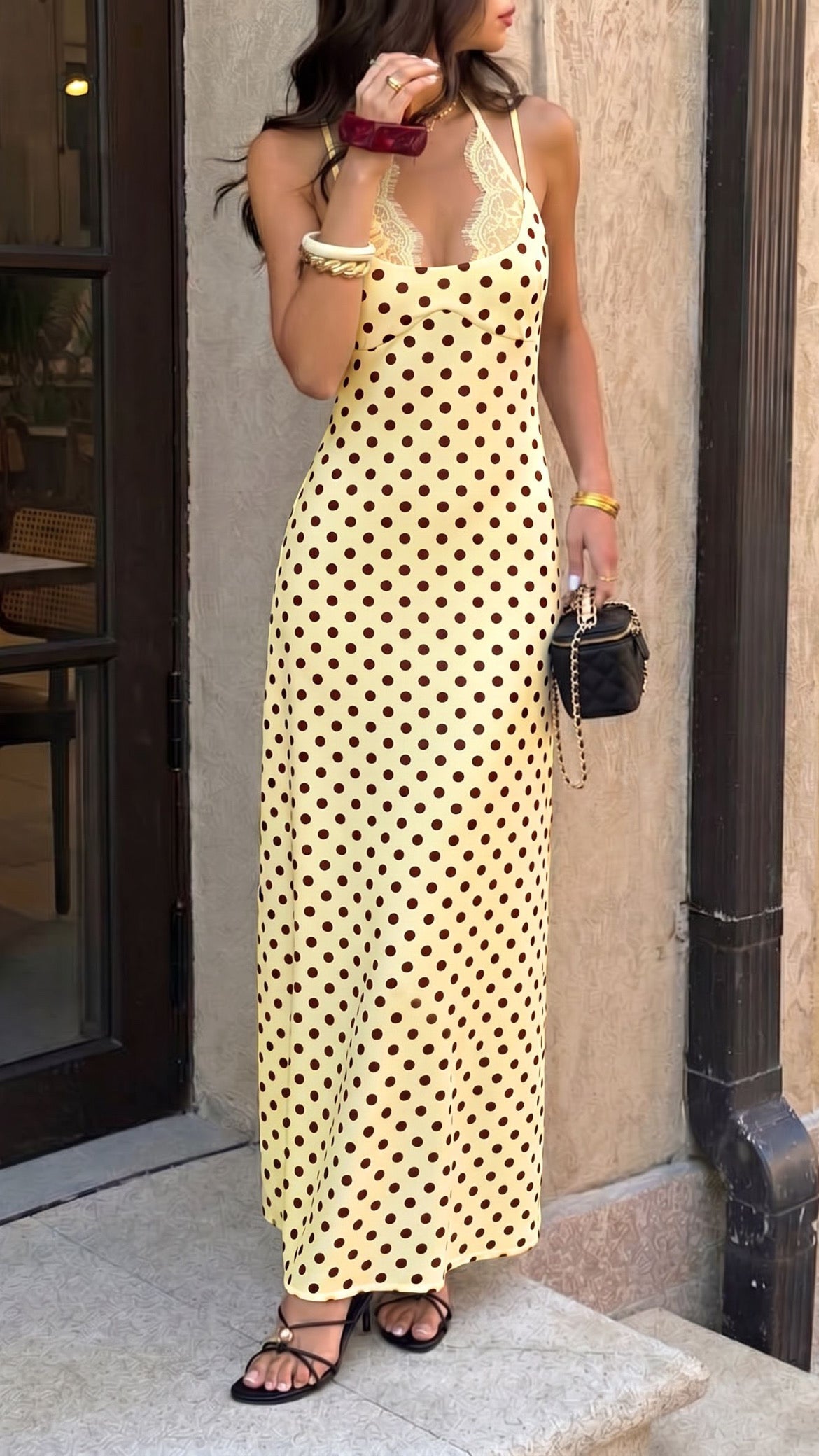 Imogen Polka Dot Maxi Dress - Yellow