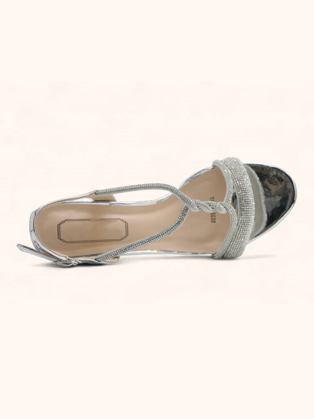 Jules Silver Diamanté Block Heel Sandals