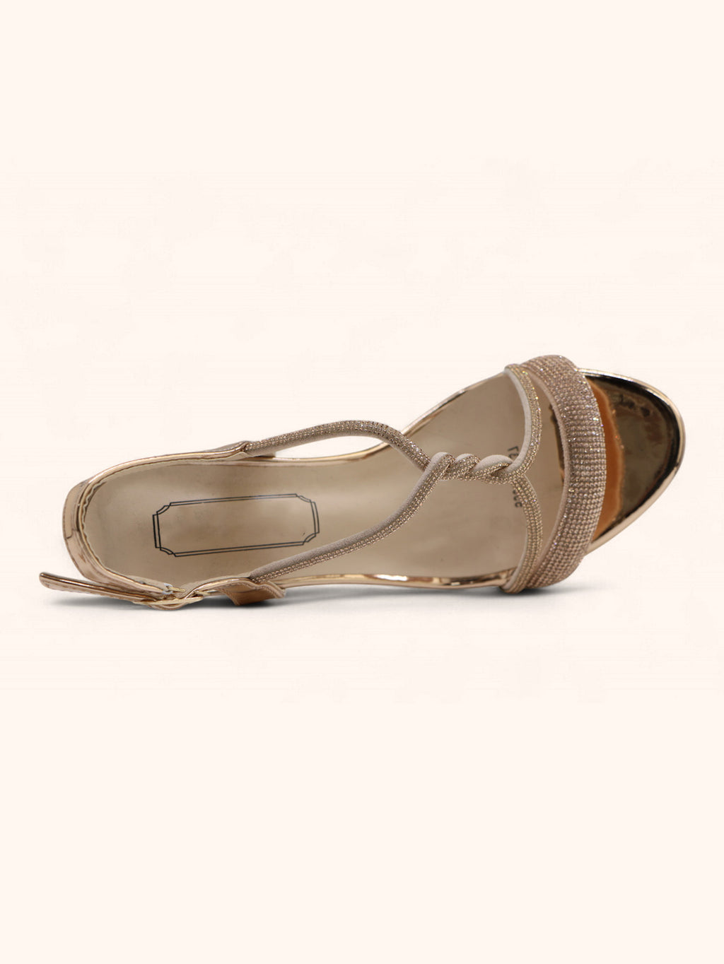 Jules Rose Gold Diamanté Block Heel Sandals