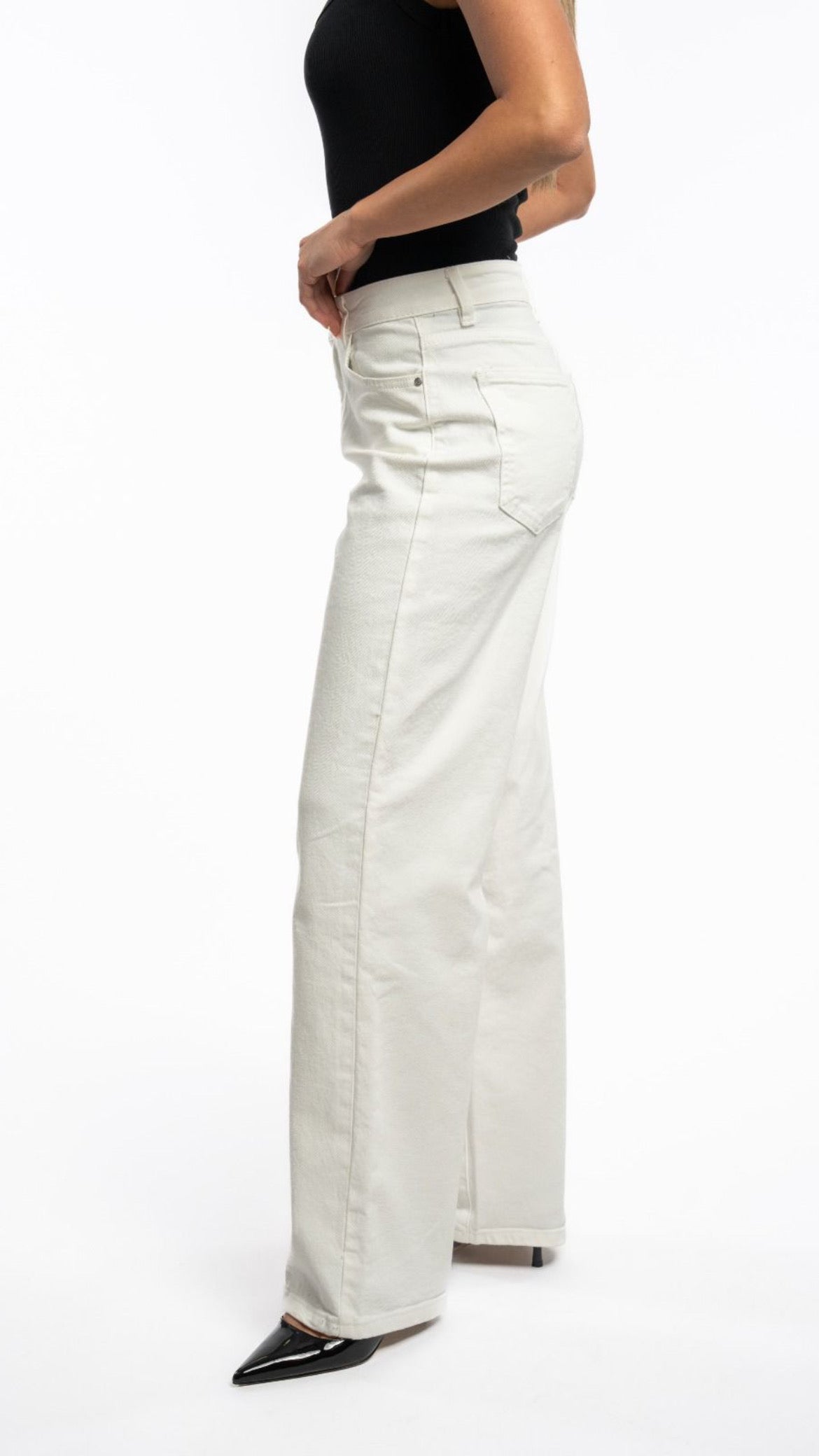 Orlaith Wide-Leg White Jeans High-Waist Fit