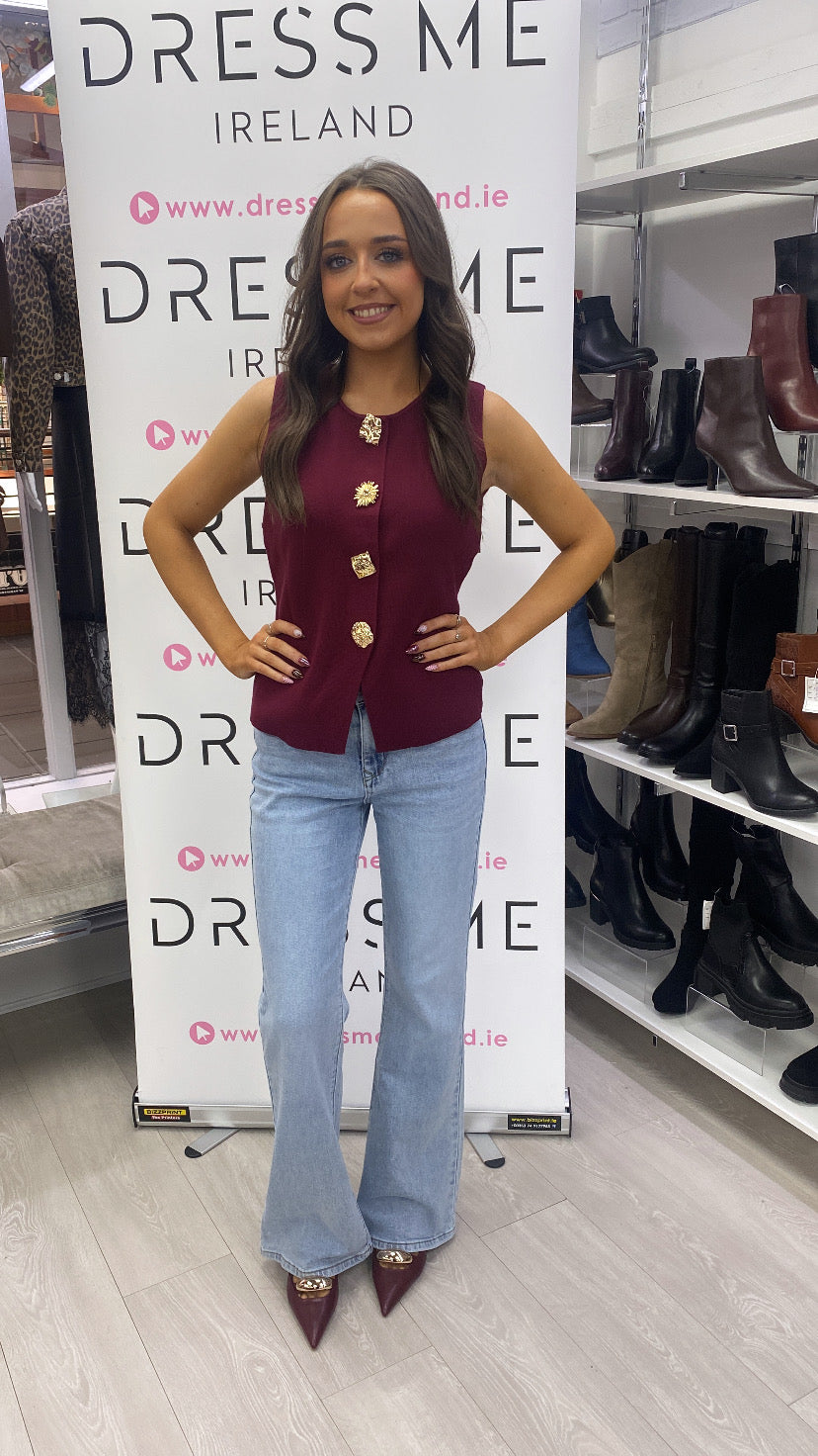 KERRY WAISTCOAT - BURGANDY