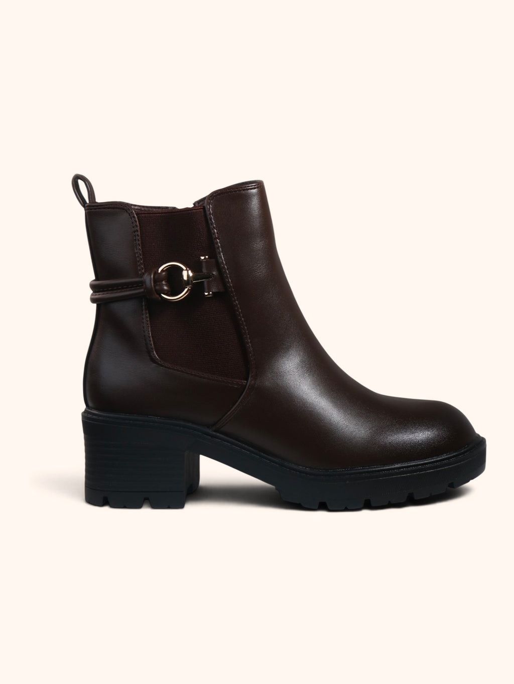 Primrose Buckle Detail Chelsea Ankle Boots - Brown