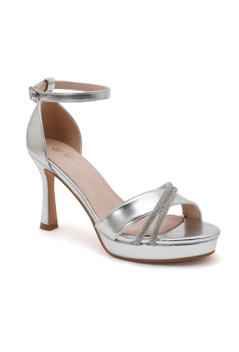 Chloe Diamanté Platform Heeled Sandal - Silver