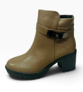Ashley Block Heel Ankle Boots – Khaki