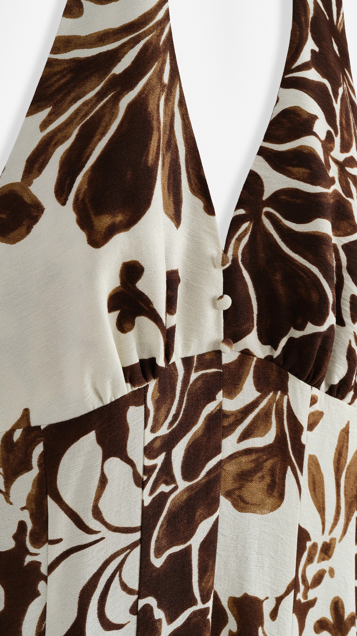 Imogen Floral Halterneck Maxi Dress – Brown & Cream
