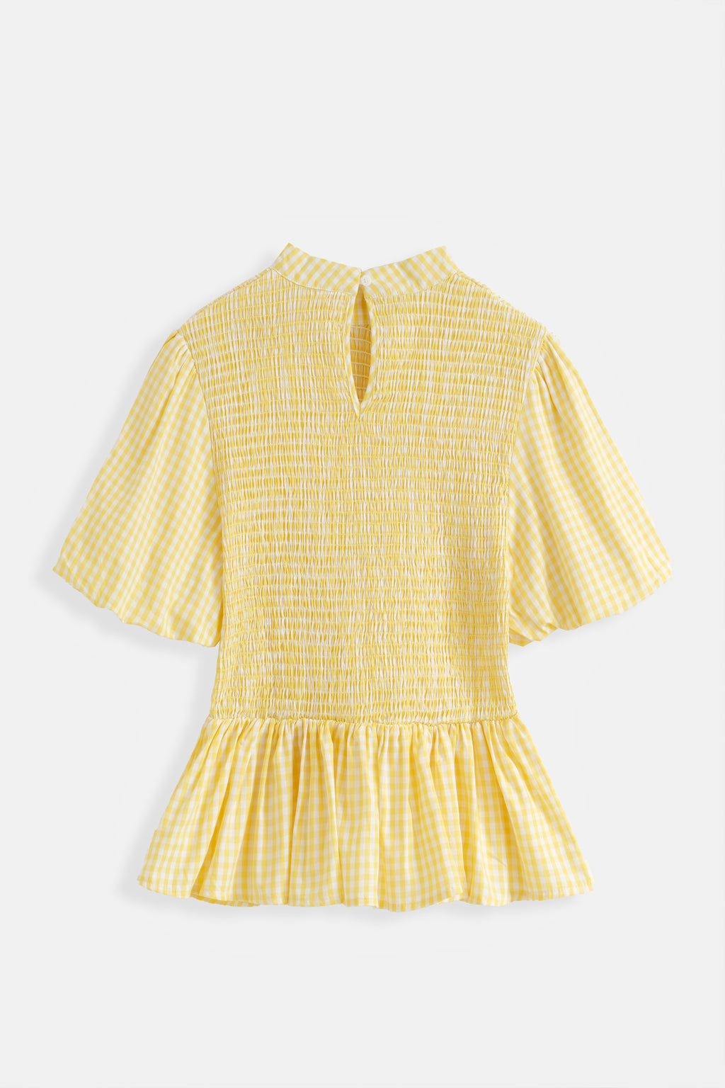 Una Gingham Peplum Top - Yellow