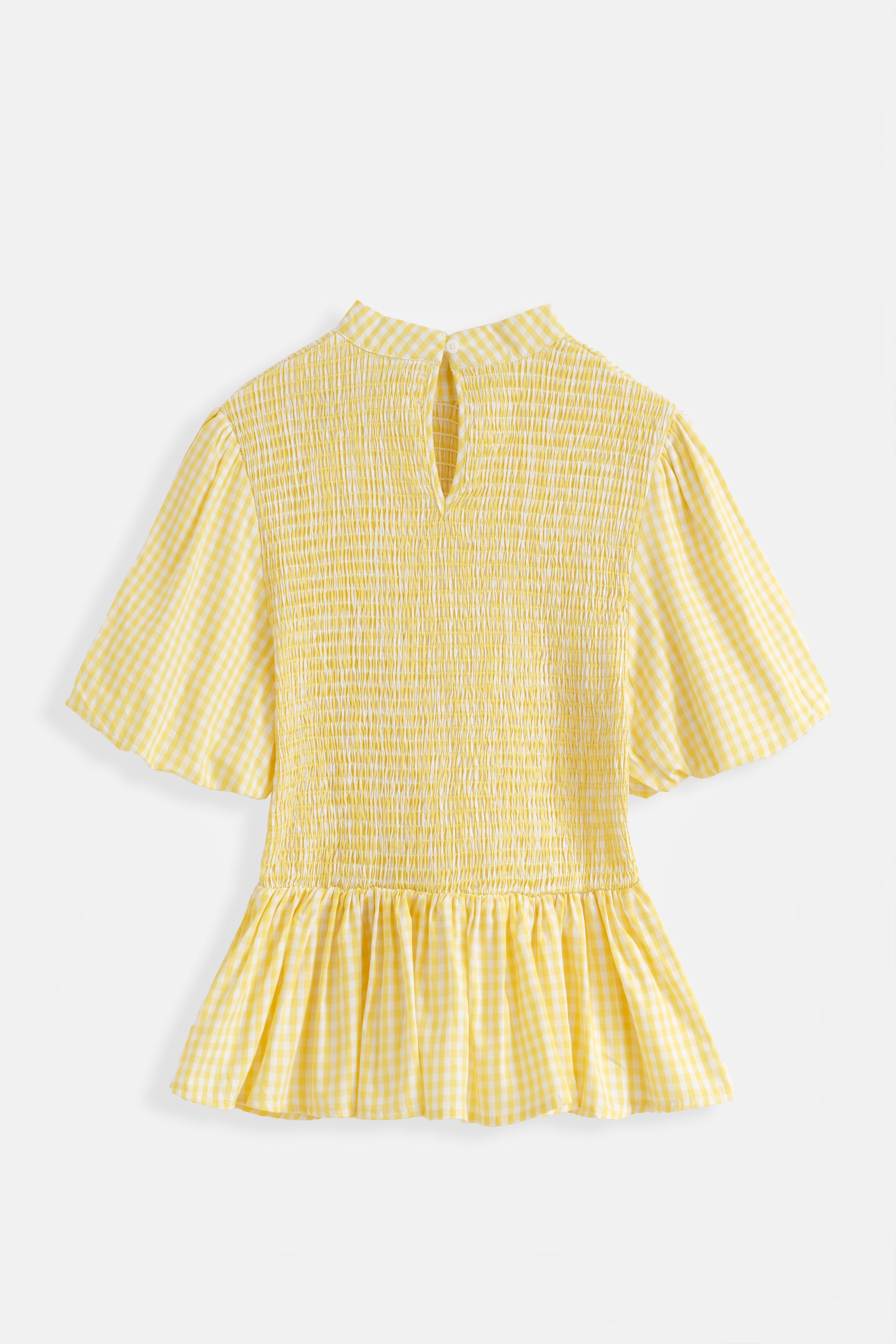Una Gingham Peplum Top - Yellow
