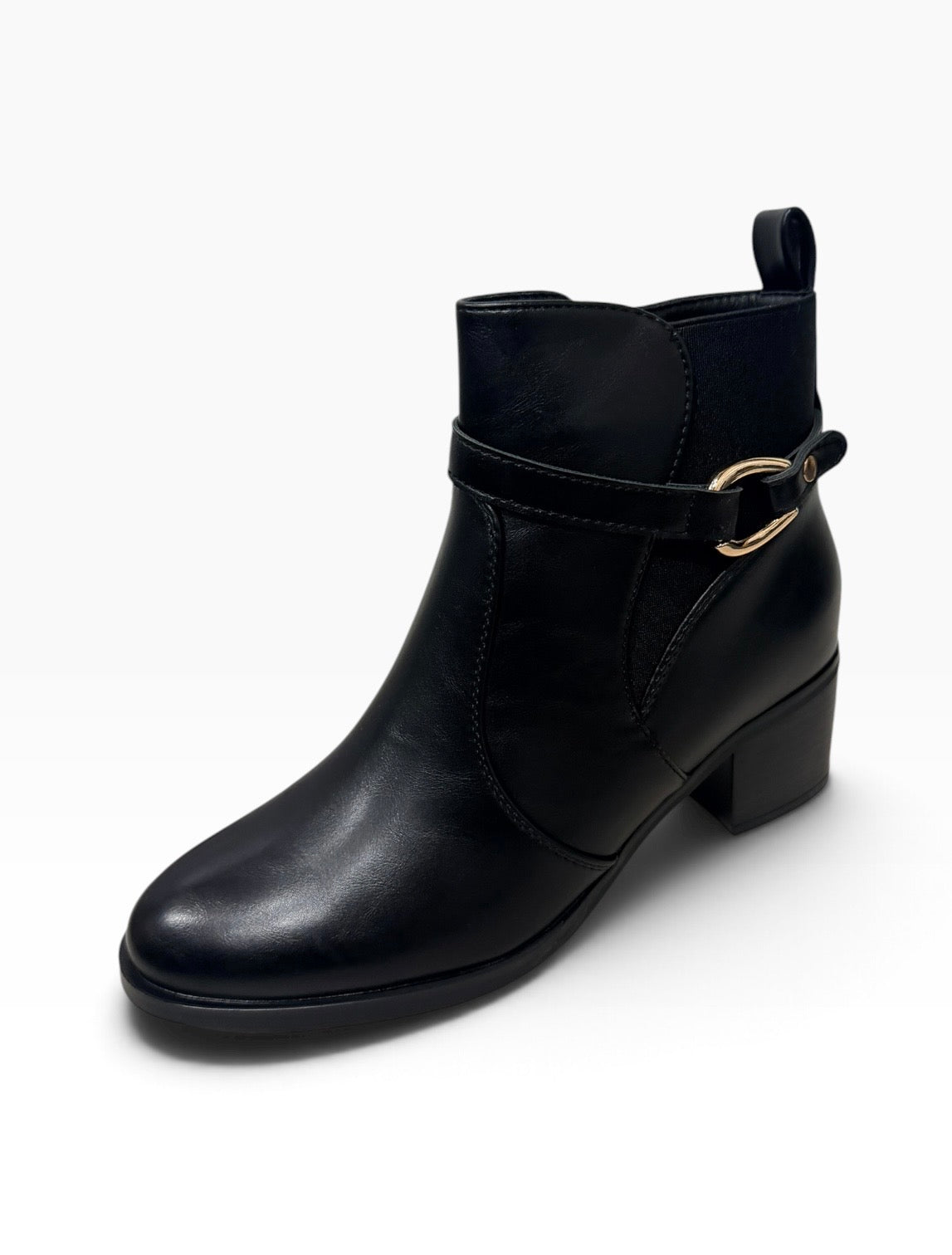 Enya Black Heeled Ankle Boots