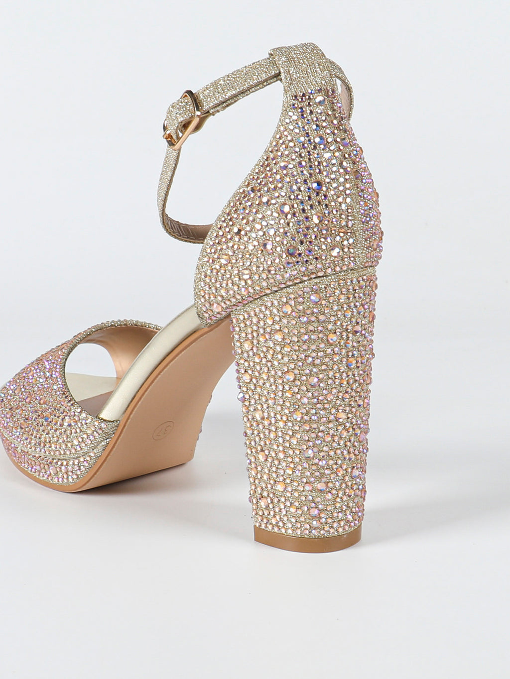 Ziva Gold Women’s Diamante Platform Block Heels