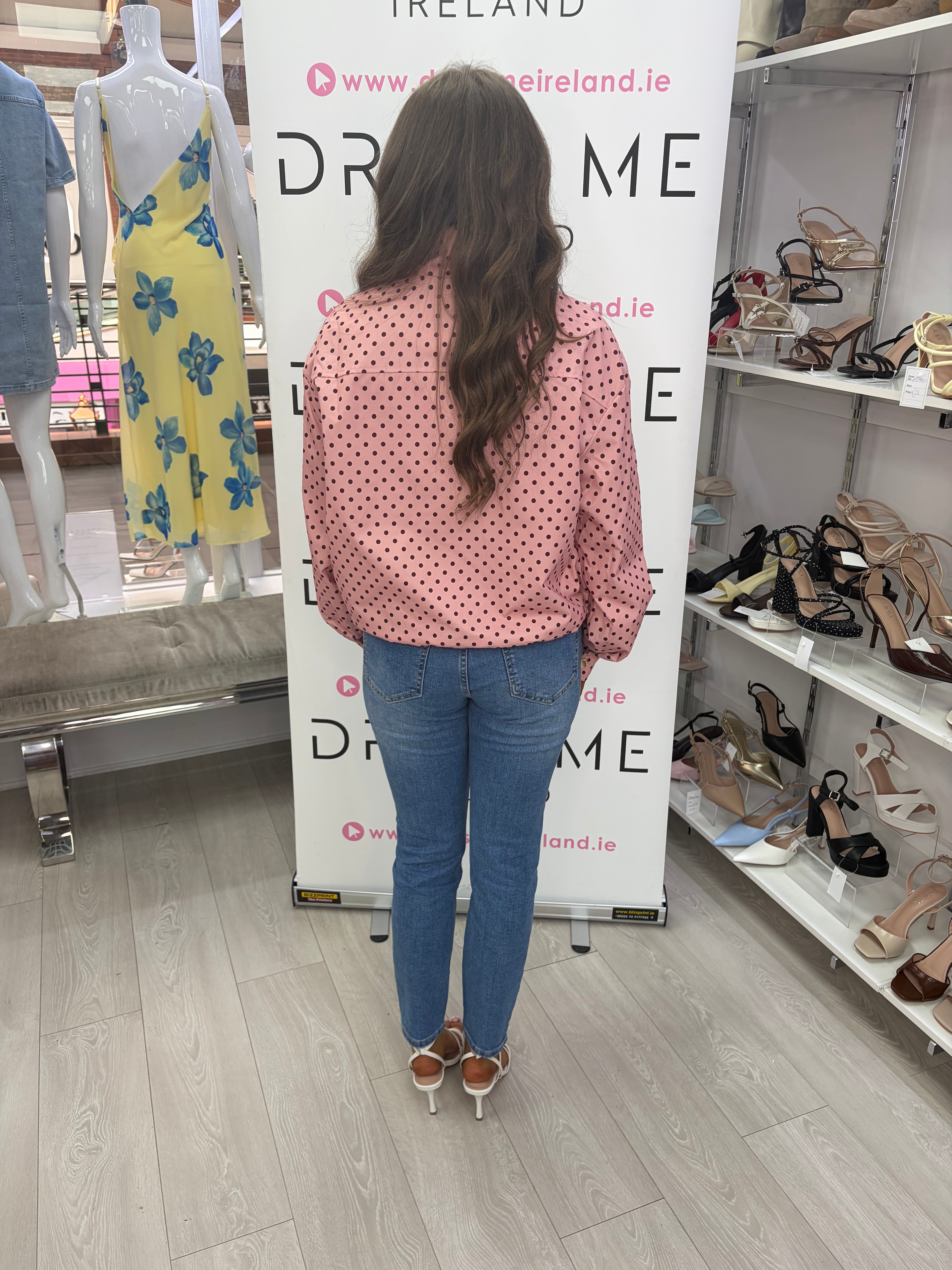 Elara Polka Dot Lightweight Jacket - Pink