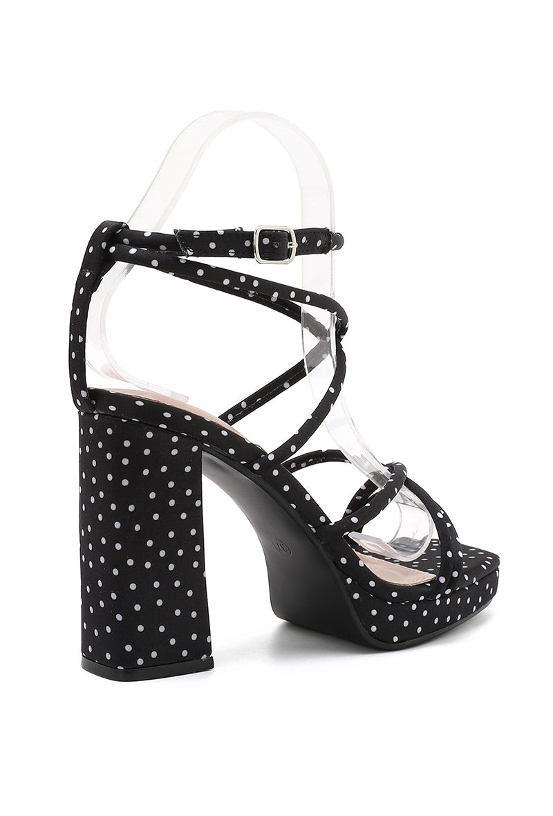 Lor Strappy Platform Block Heel Sandal - Polka Dot