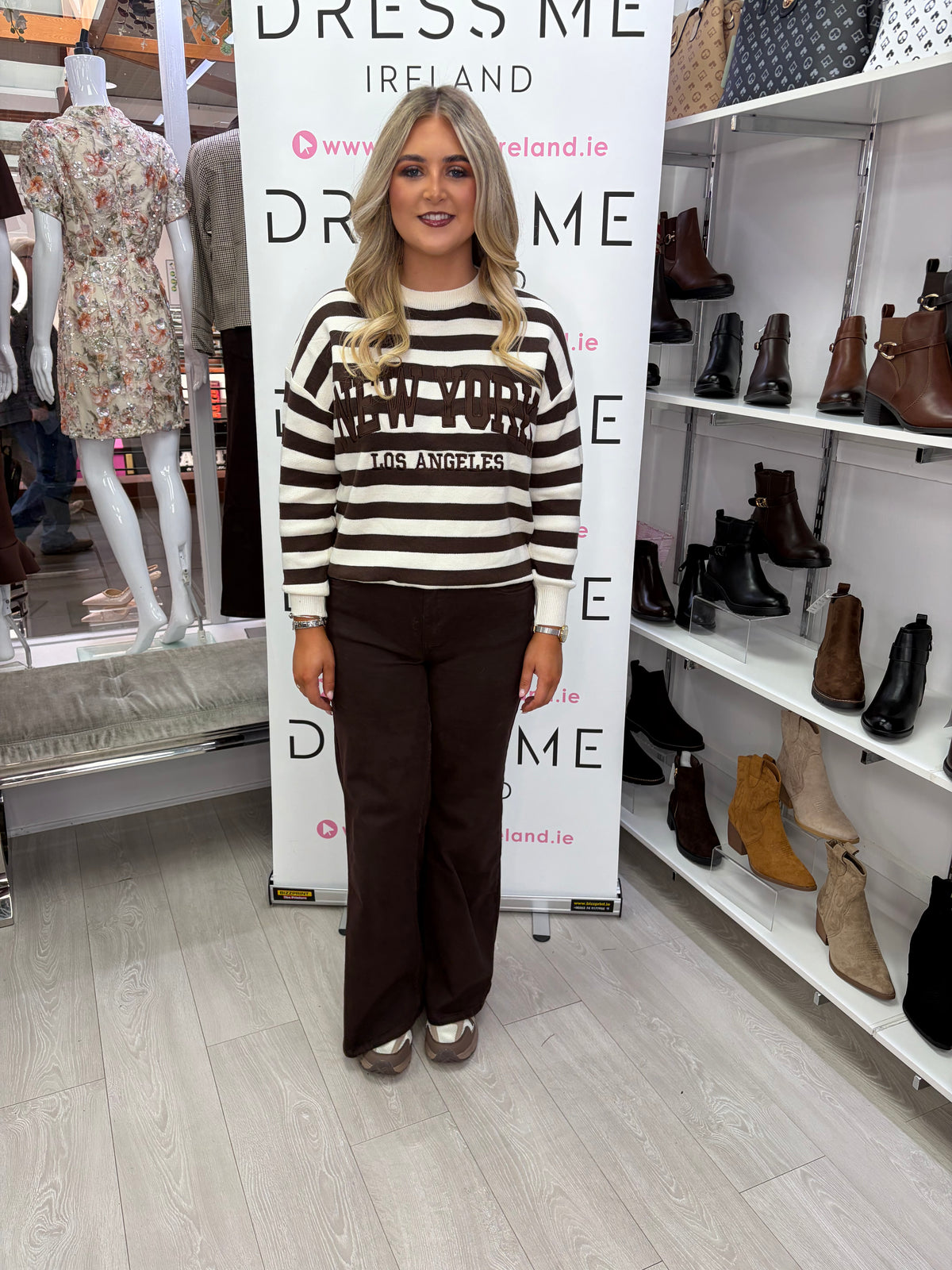 Bella New York Stripe Knit - Brown