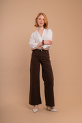 CAOIMHE Brown Polka Dot Wide-Leg Jeans