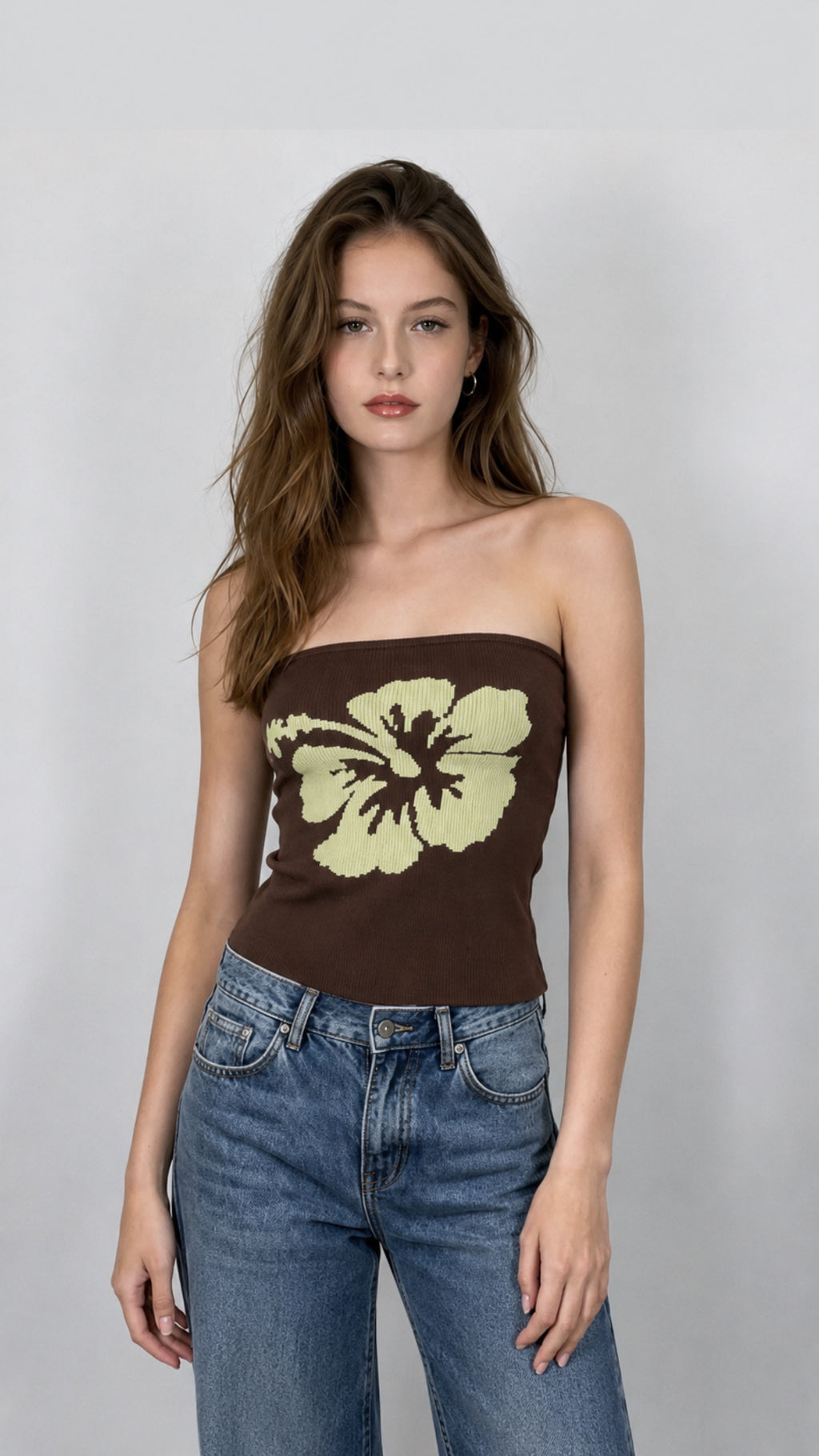 Elodie Floral Knit Tube Top - Yellow