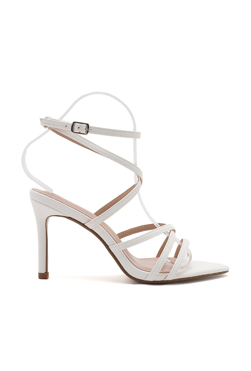 Alara White Strappy Heel – Elegant Stiletto Sandal