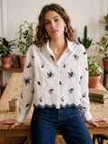 Mabel White Embroidered Floral Shirt