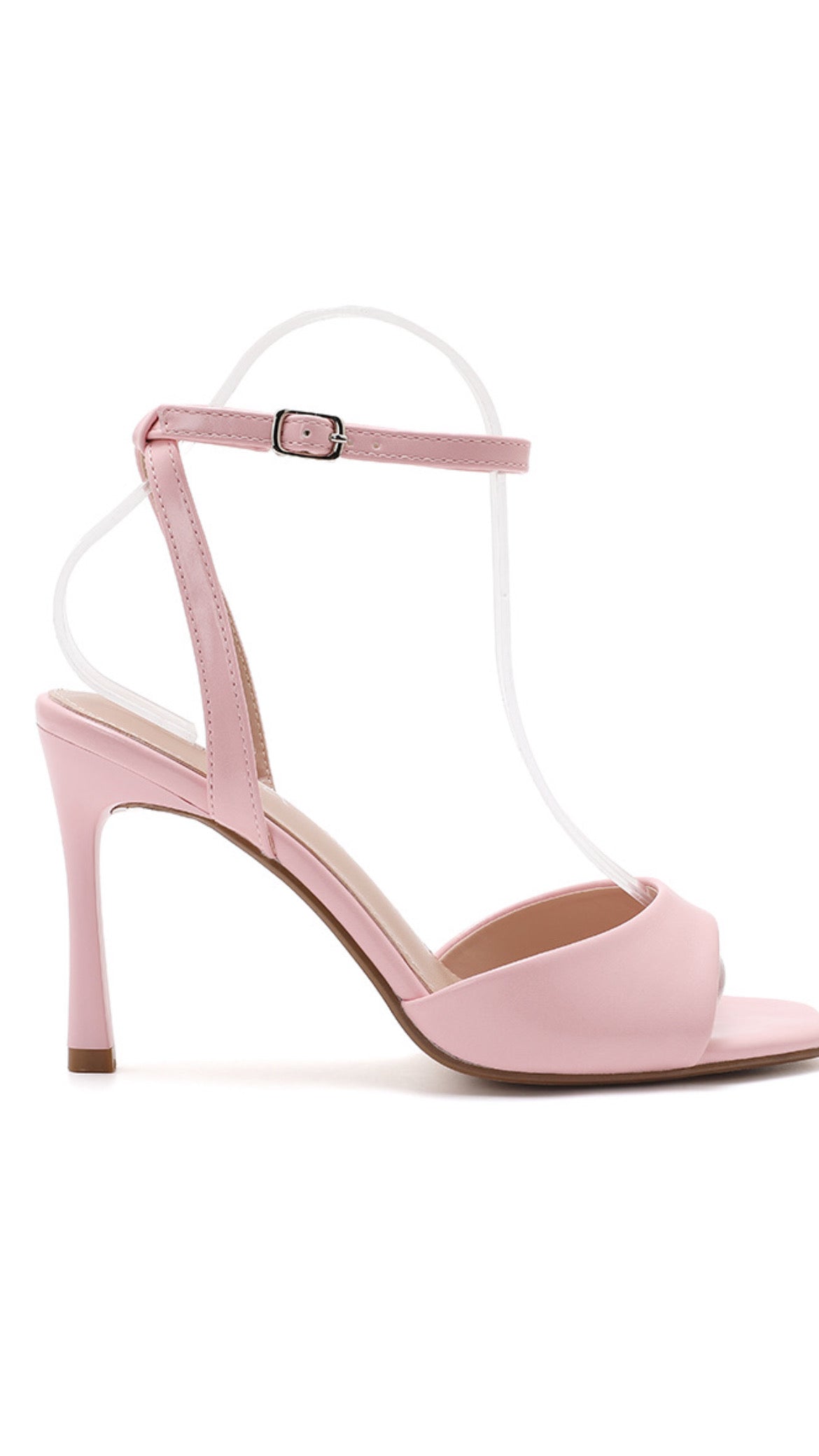 Gigi Pink Ankle Strap Heel – Feminine Open Toe Stiletto