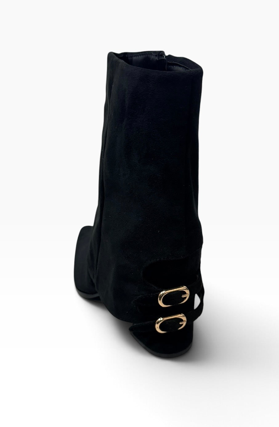 Jessa Pointed Toe Fold-Over Ankle Boots – Black