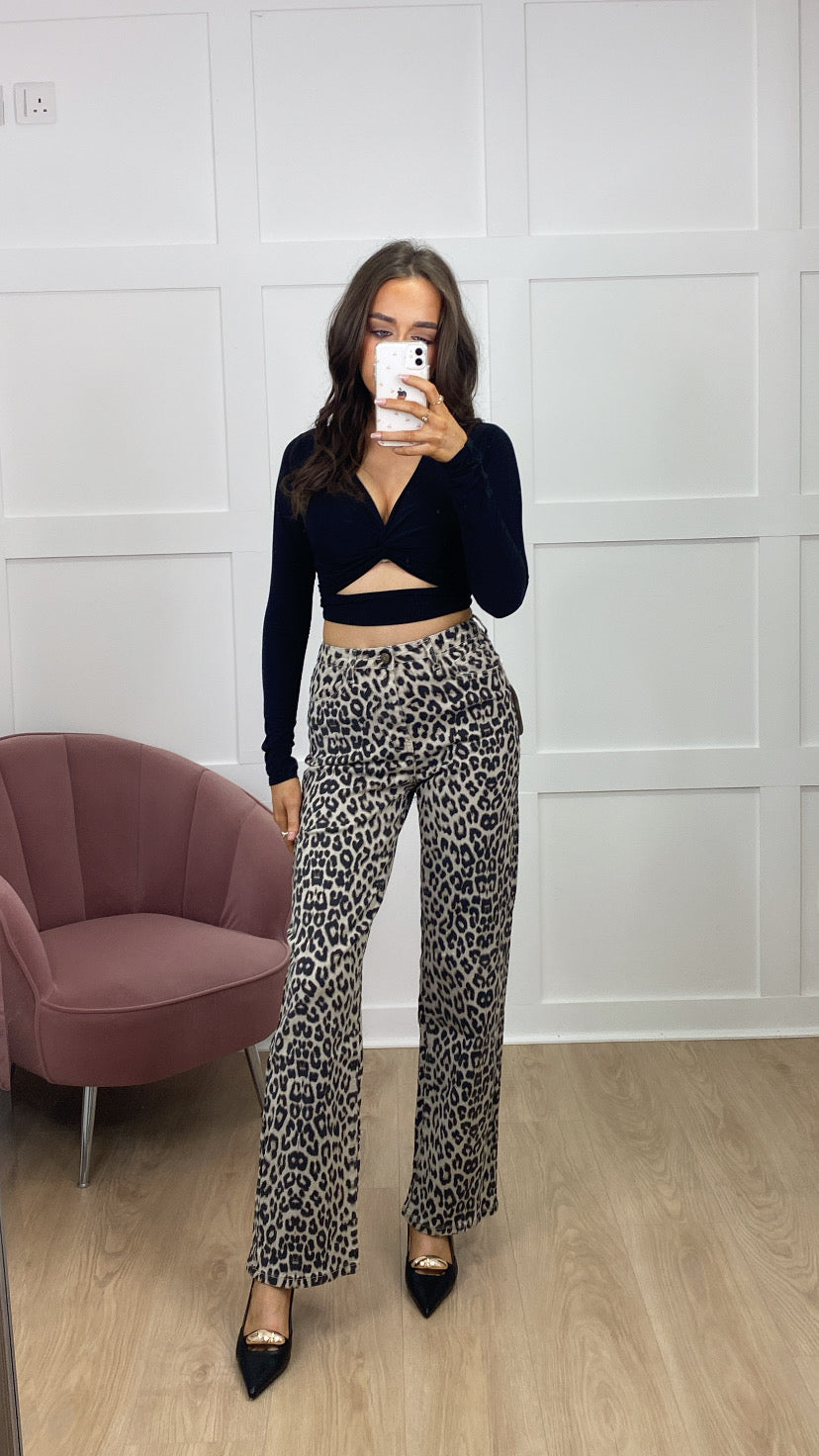 ELLA LEOPARD STRAIGHT LEG JEANS