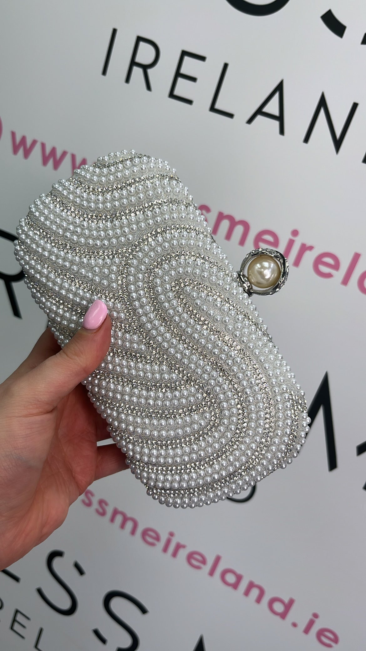 ZARA PEARL CLUTCH BAG - WHITE