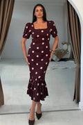 Jennifer Girl in Mind Wine Polka Dot Midi Dress
