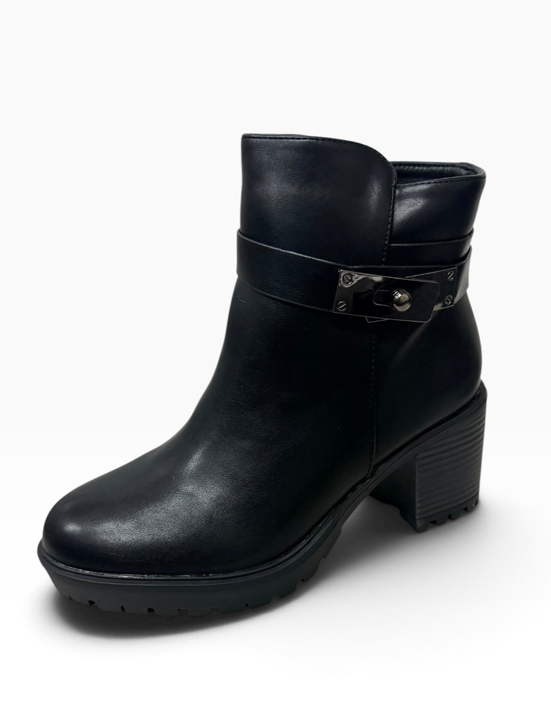 Ashley Block Heel Ankle Boots – Black