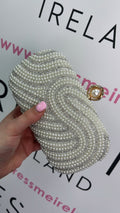 ZARA PEARL CLUTCH BAG - CREAM