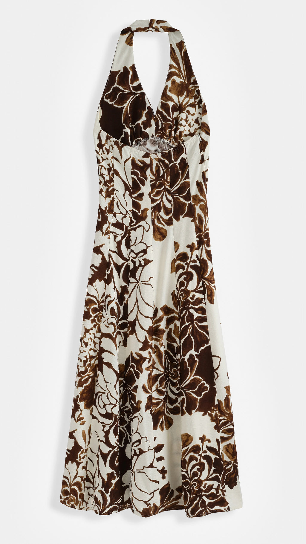 Imogen Floral Halterneck Maxi Dress – Brown & Cream