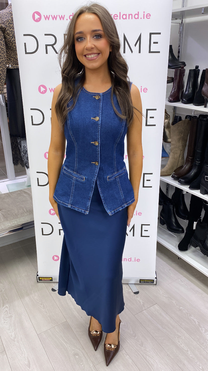 BETH WAISTCOAT - DENIM