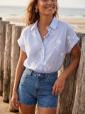 Alva Embroidered Stripe Shirt - Blue