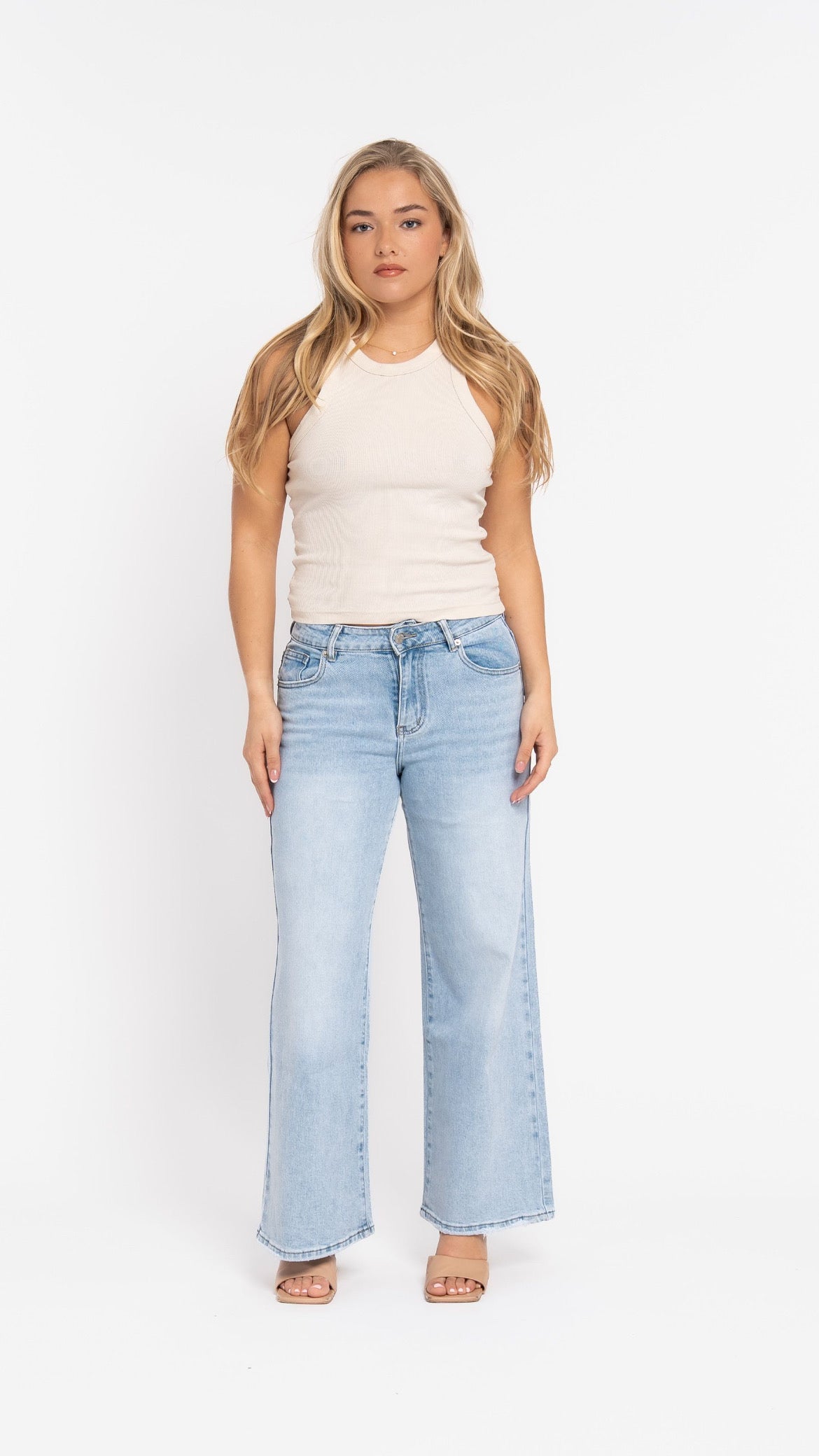 Loretta Wide-Leg Cropped Jeans – Light Wash Denim