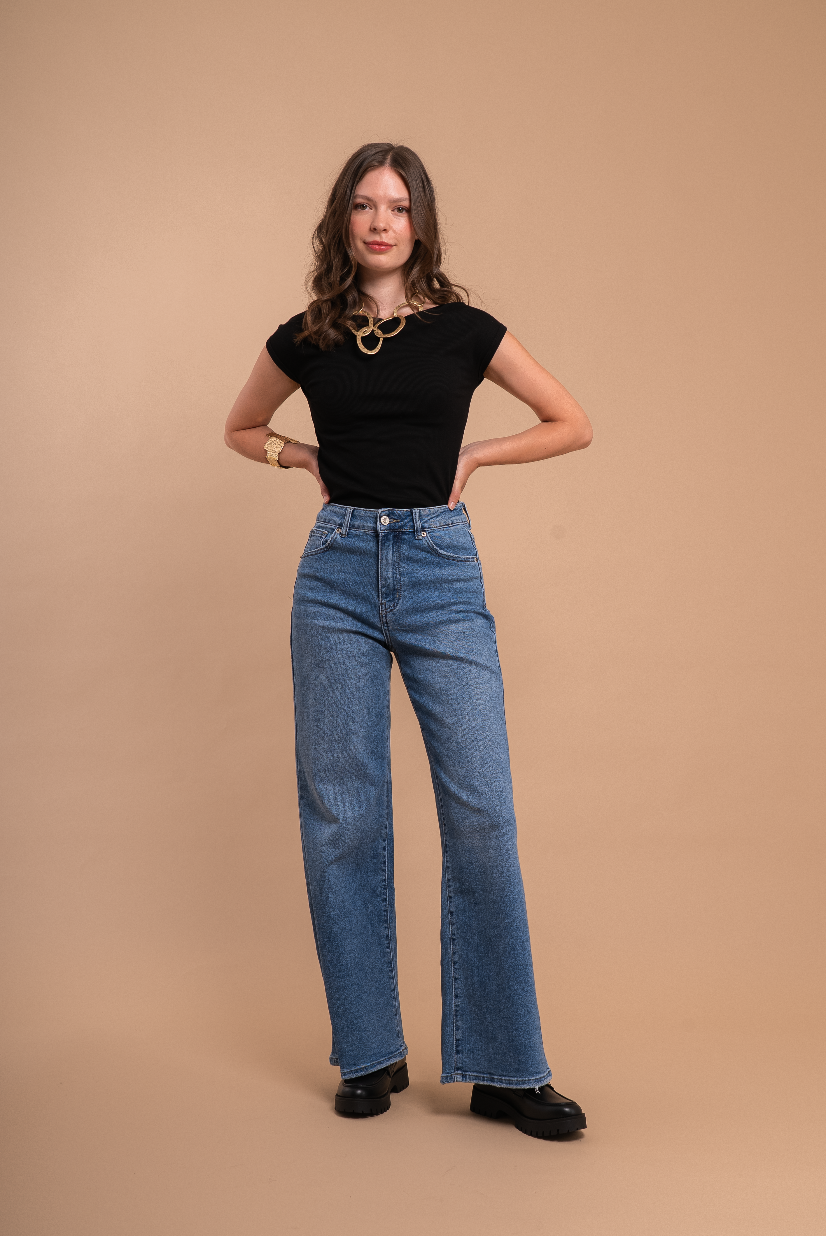 Jenny High Rise Wide Leg Jeans - Blue