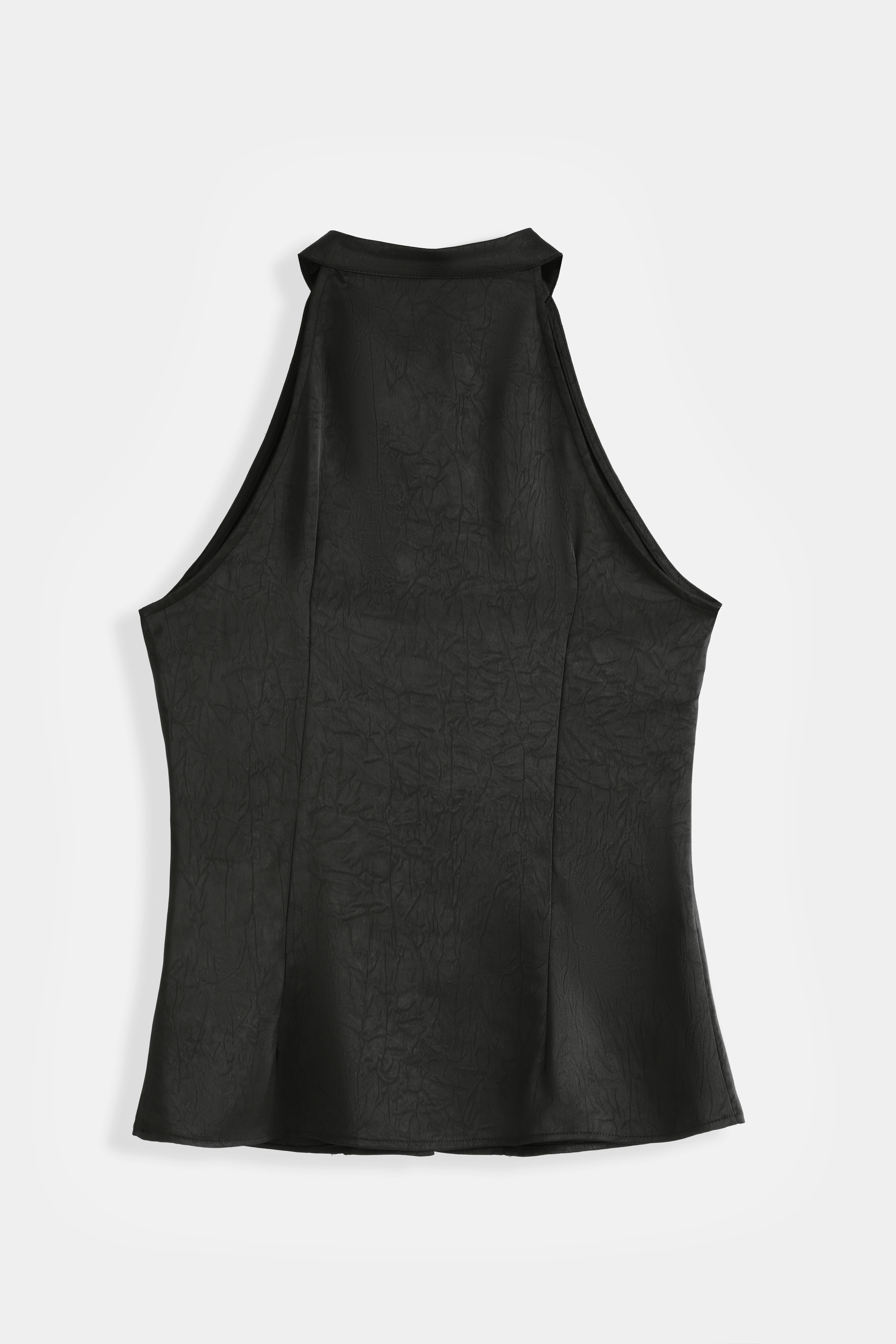 Zoya Faux Leather Halterneck Top - Black