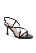 Gail Buckle Detail Heeled Sandal - Black