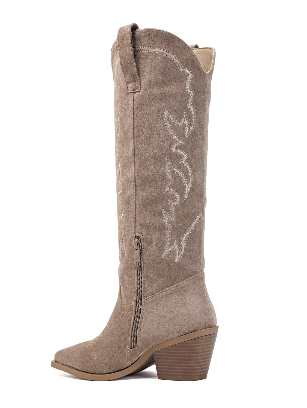 Jessie Western Embroidered Knee-High Cowboy Boots – Khaki