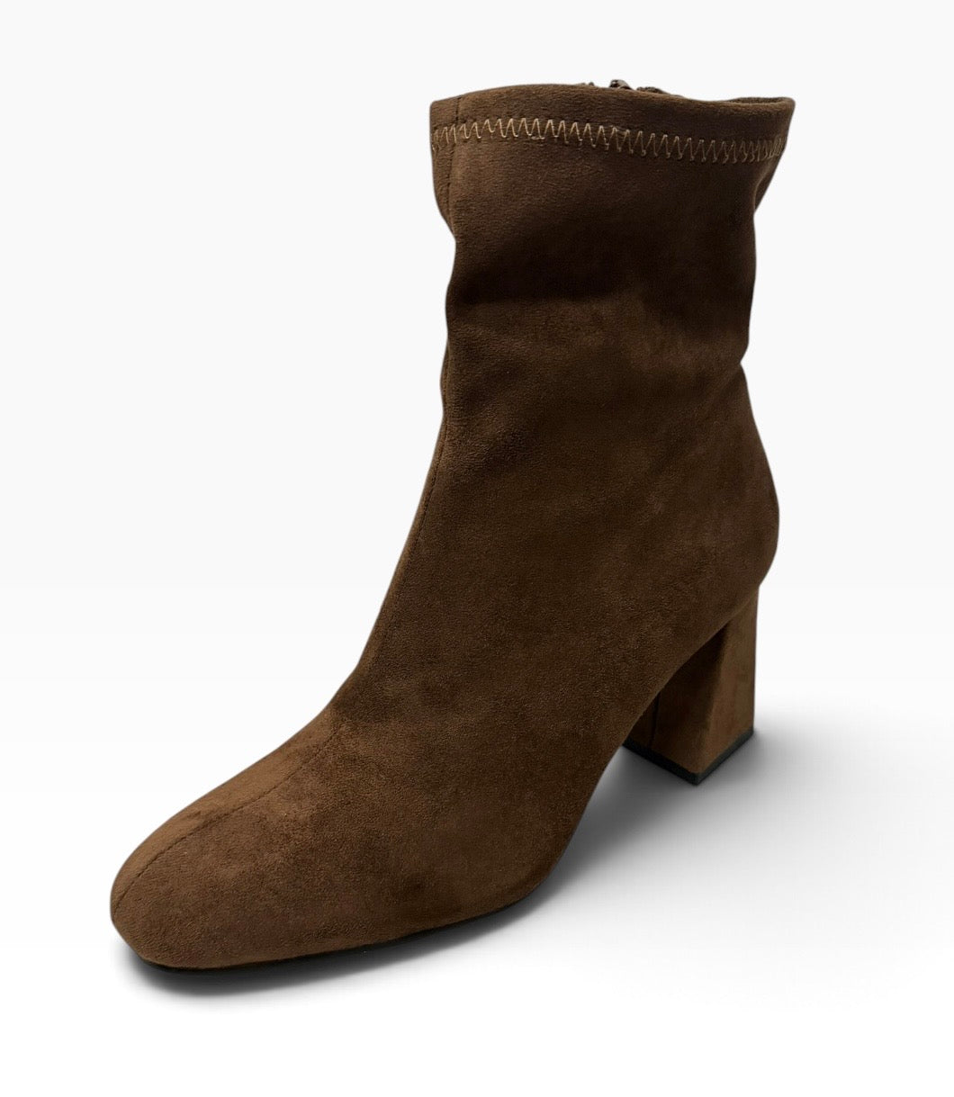 Simone Suedette Block Heel Ankle Boots – Brown