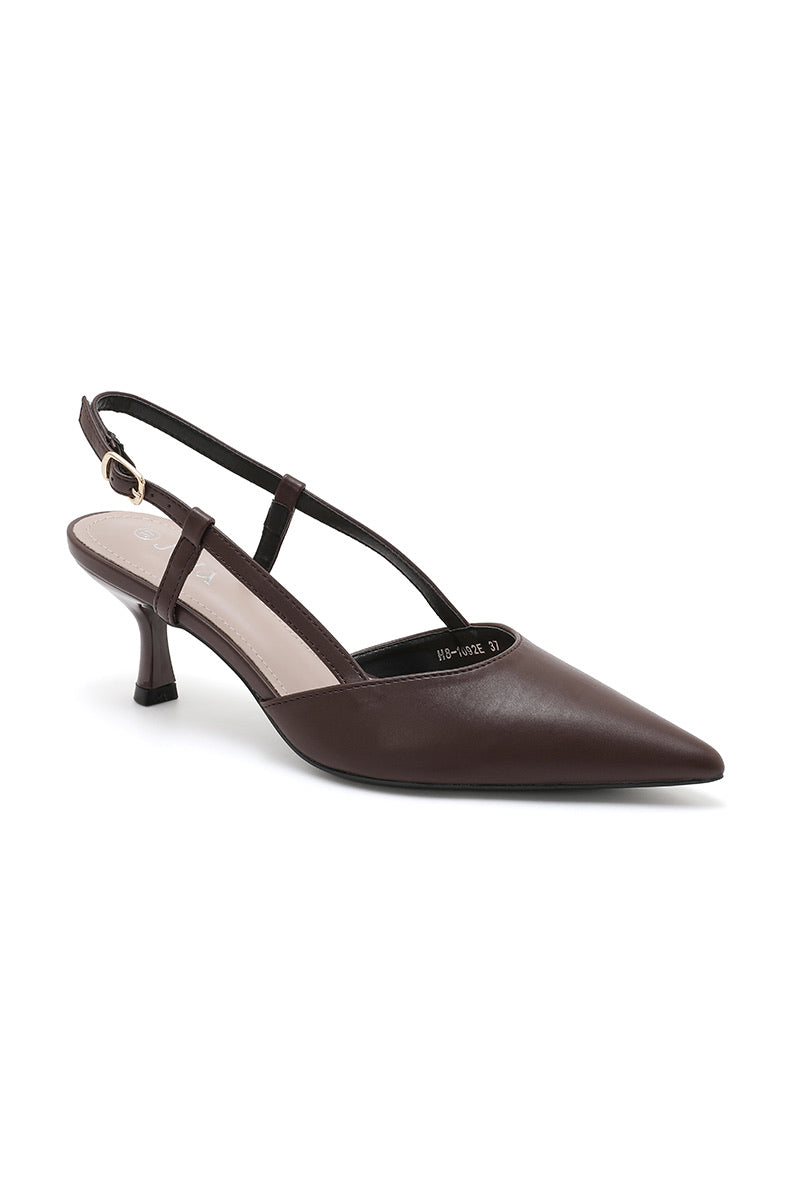 Lara Pointed-Toe Slingback Heel -  Brown