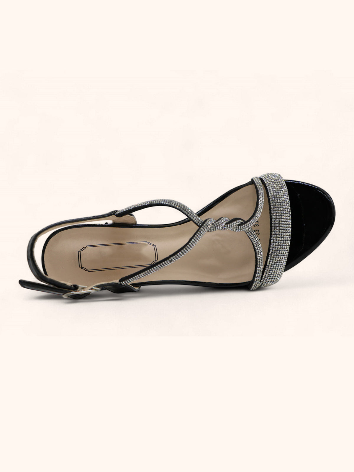 Jules Black Diamanté Block Heel Sandals