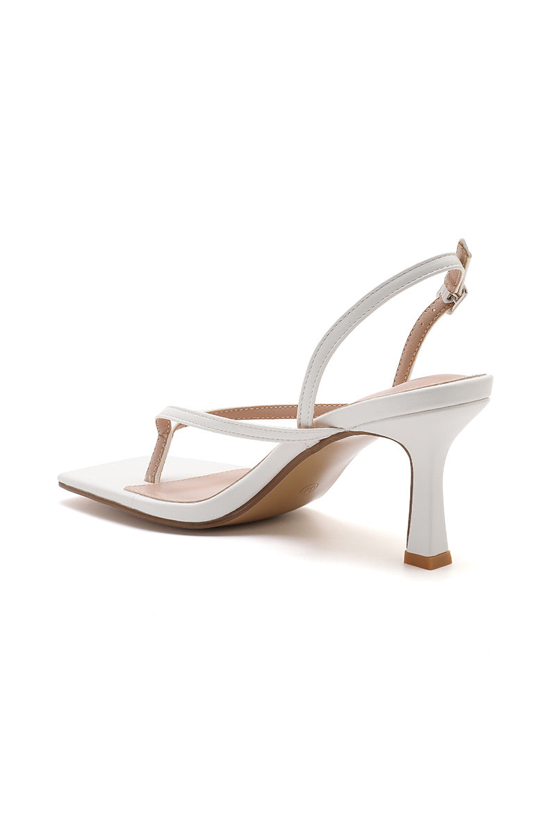 Fiona Slingback Toe Post Heeled Sandal - White