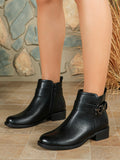 Nicola Black Buckle Detail Ankle Boots