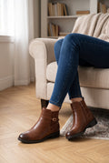 Myra Camel Strap Detail Chelsea Ankle Boots