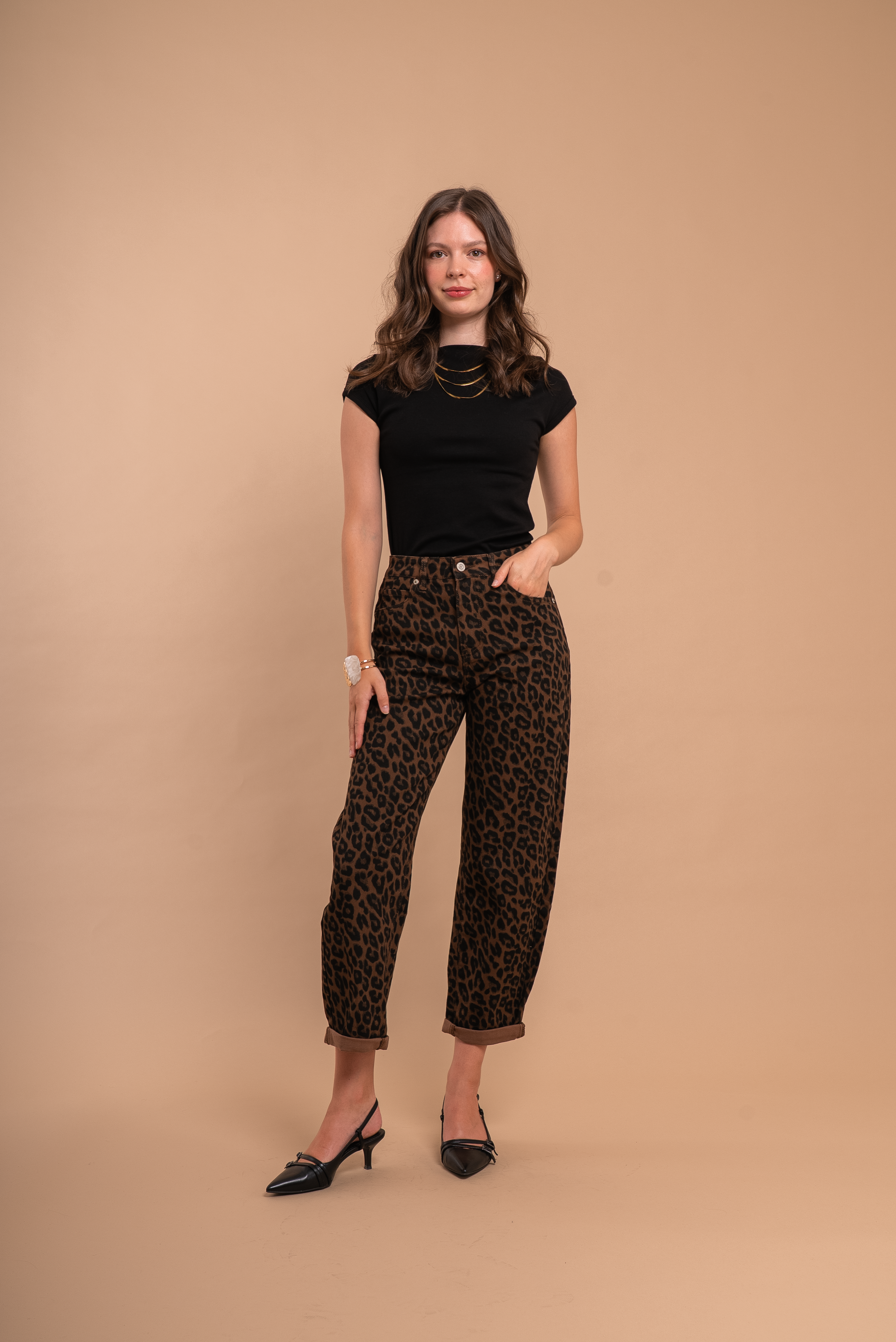 Sally High Rise Leopard Print Jeans