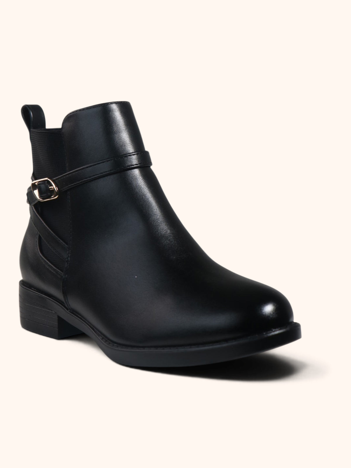 Myra Black Strap Detail Chelsea Ankle Boots