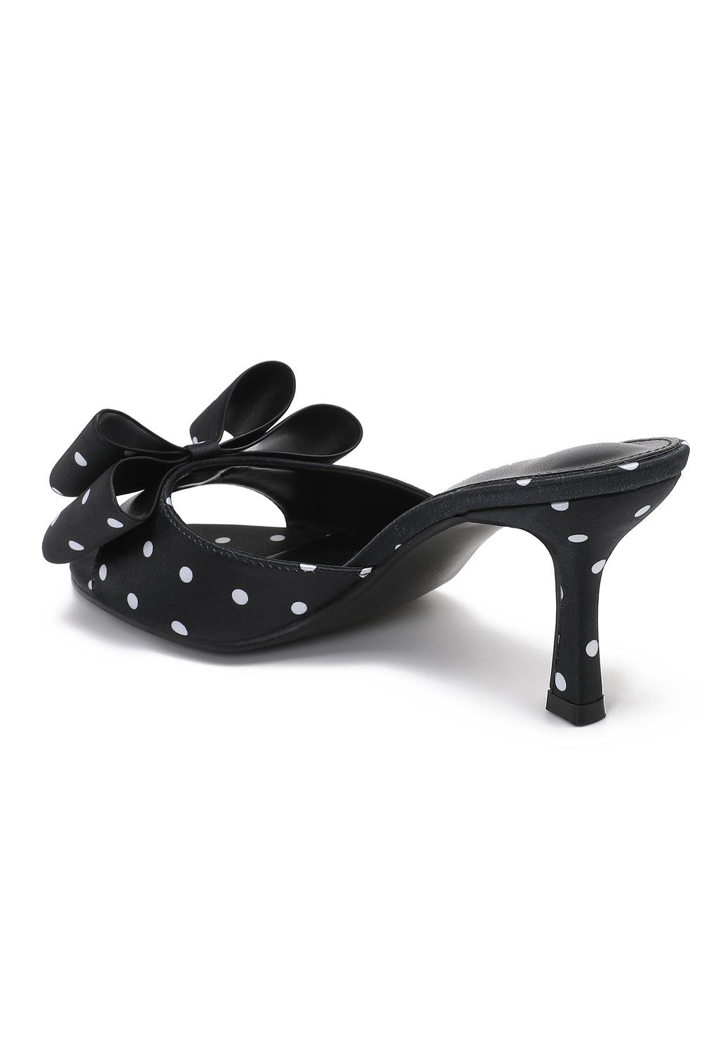Evie Polka Dot Bow Mule Heels - Black