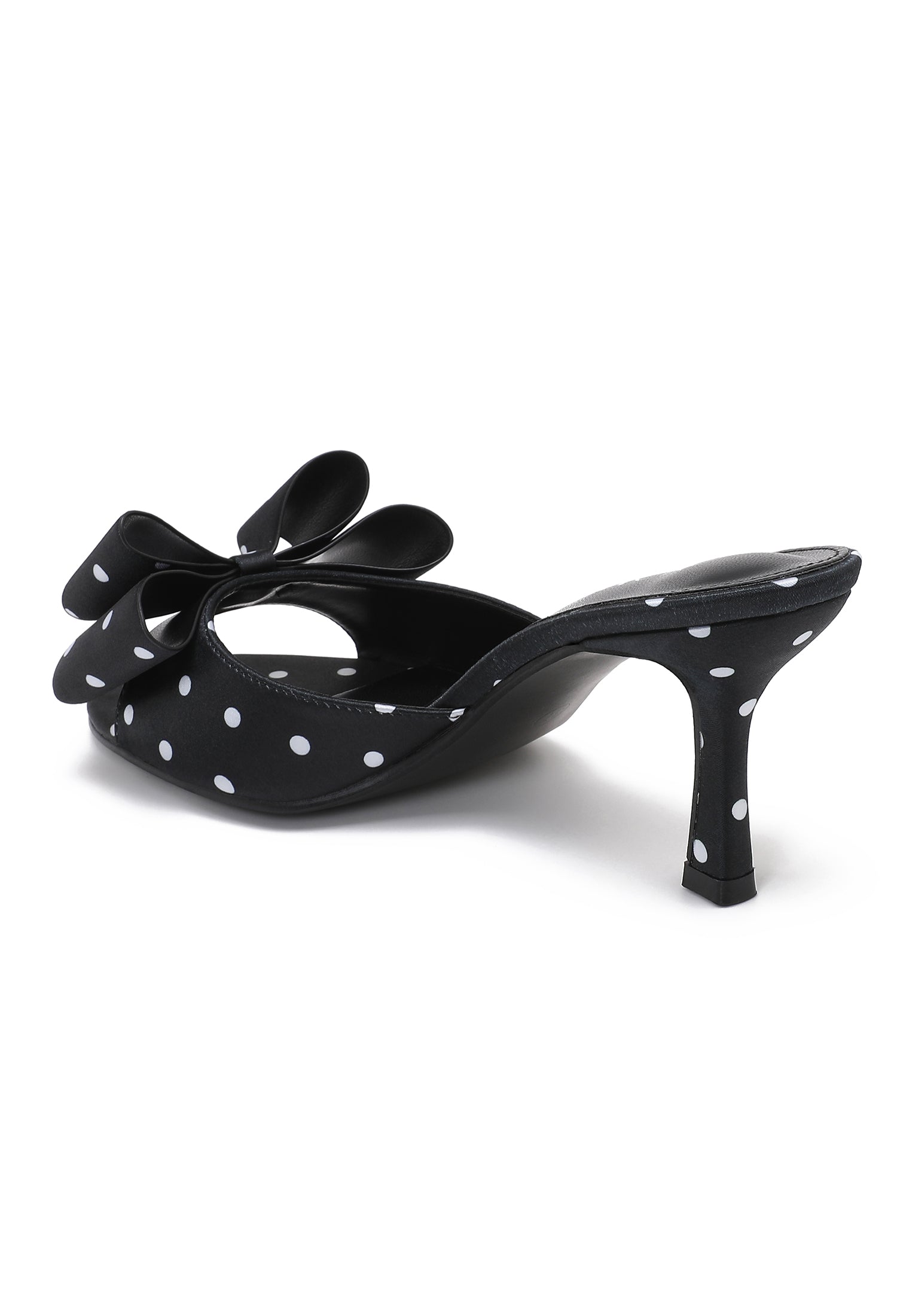 Evie Polka Dot Bow Mule Heels - Black