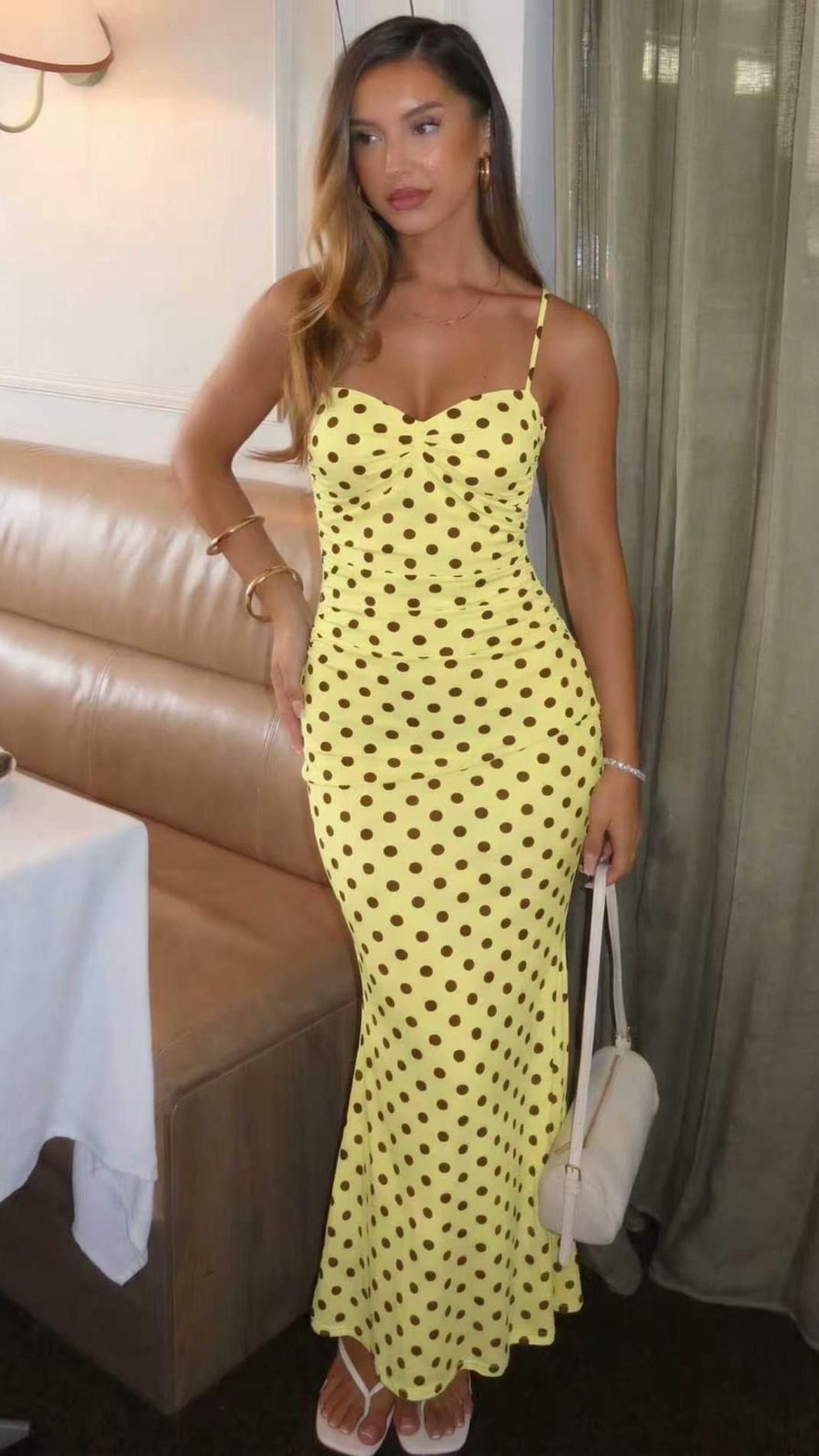 Maisie Polka Dot Maxi Dress - Yellow