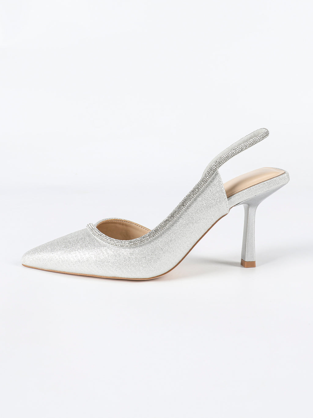 Talia Silver  Women’s Sparkle Slingback Heels
